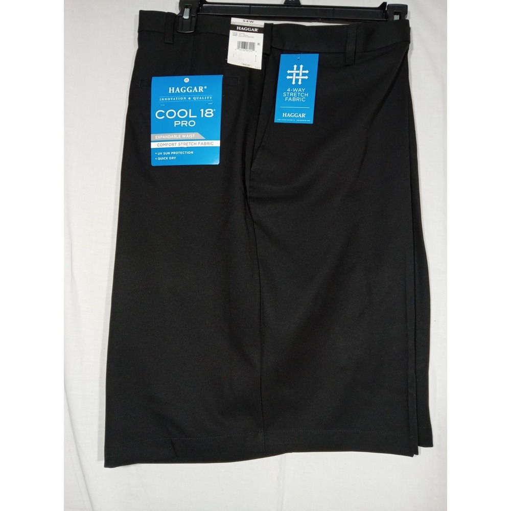 Haggar Shorts Men's 54 Black Cool 18 Pro